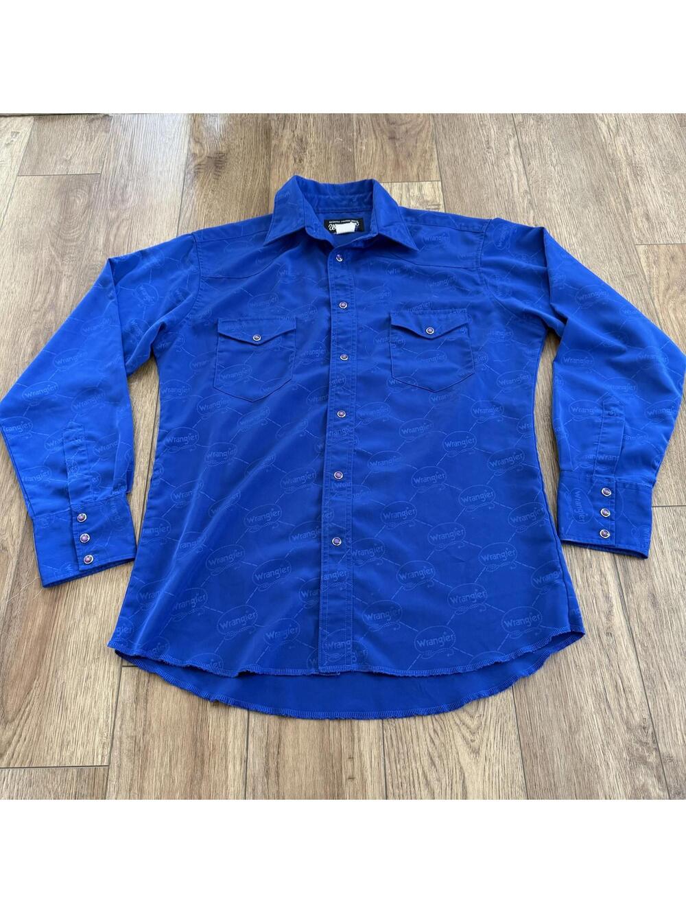 Vtg 70s Wrangler Rope All Over Print Pearl Snap Shirt M/L